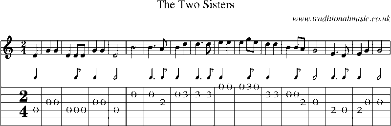 Guitar Tab and Sheet Music for The Two Sisters(2)