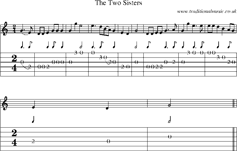 Guitar Tab and Sheet Music for The Two Sisters(3)