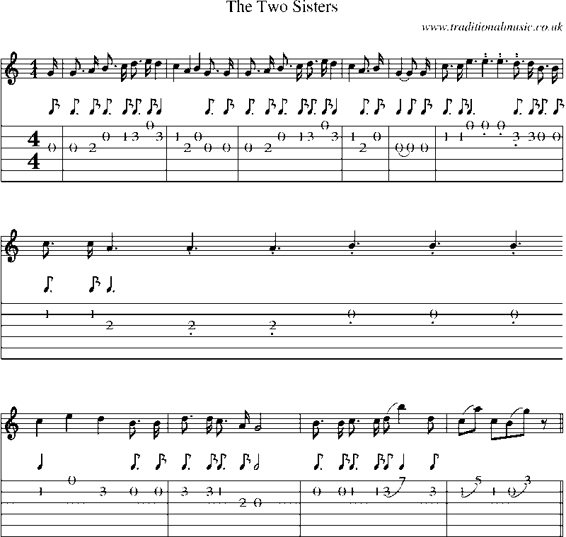 Guitar Tab and Sheet Music for The Two Sisters(6)