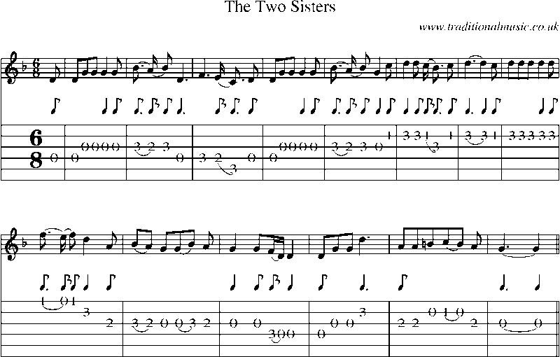 Guitar Tab and Sheet Music for The Two Sisters