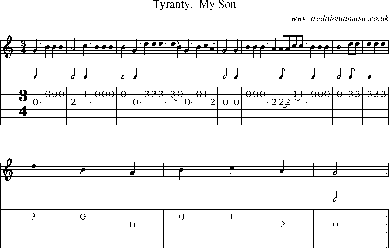 Guitar Tab and Sheet Music for Tyranty,  My Son