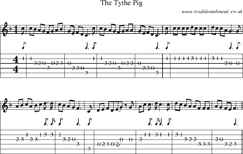 Guitar Tab and Sheet Music for The Tythe Pig