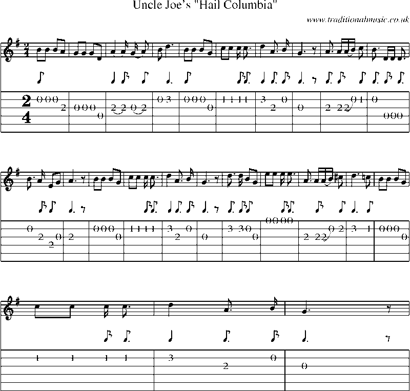 Guitar Tab and Sheet Music for Uncle Joe's 