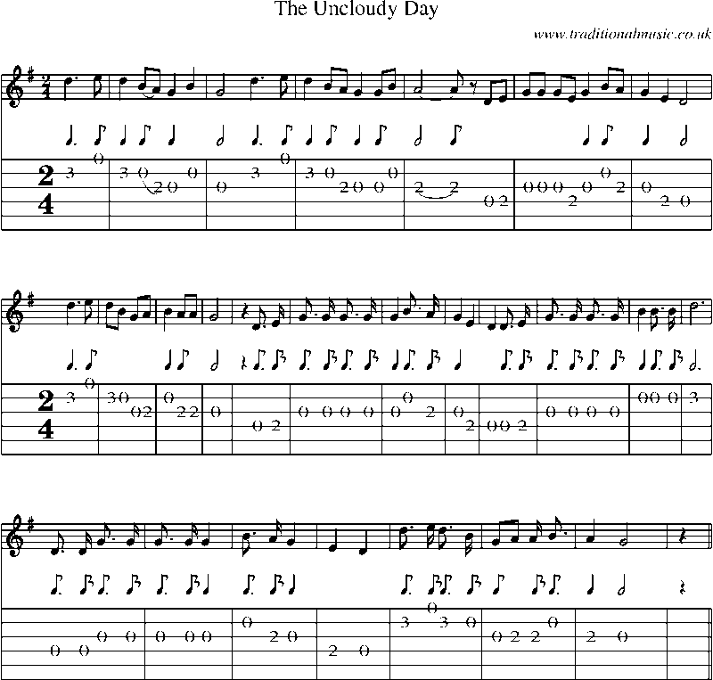 Guitar Tab and Sheet Music for The Uncloudy Day