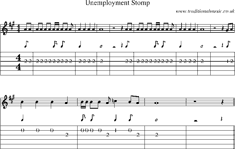 Guitar Tab and Sheet Music for Unemployment Stomp