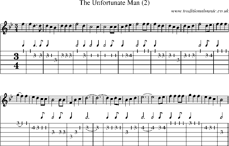 Guitar Tab and Sheet Music for The Unfortunate Man (2)
