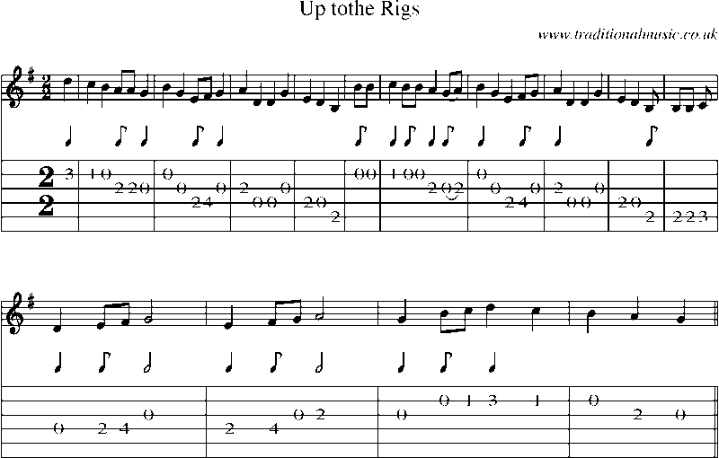 Guitar Tab and Sheet Music for Up Tothe Rigs