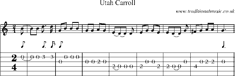 Guitar Tab and Sheet Music for Utah Carroll