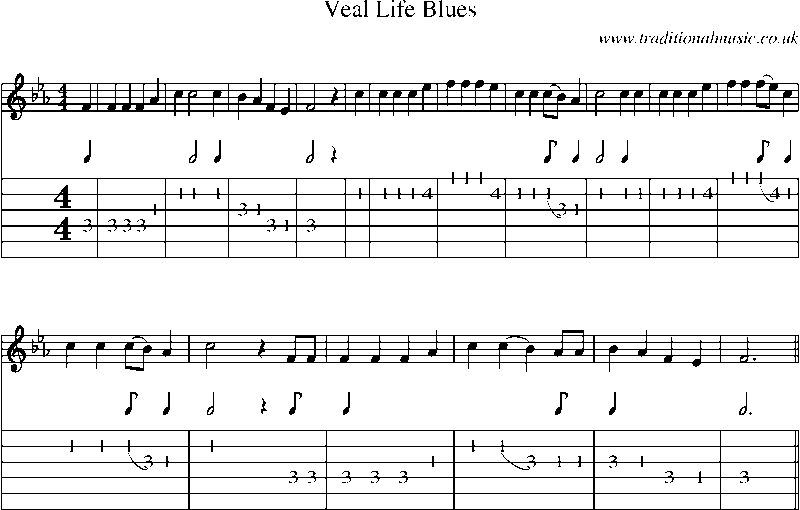 Guitar Tab and Sheet Music for Veal Life Blues
