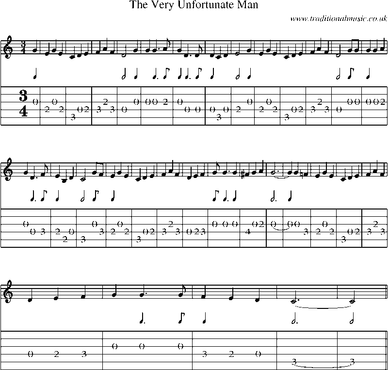 Guitar Tab and Sheet Music for The Very Unfortunate Man