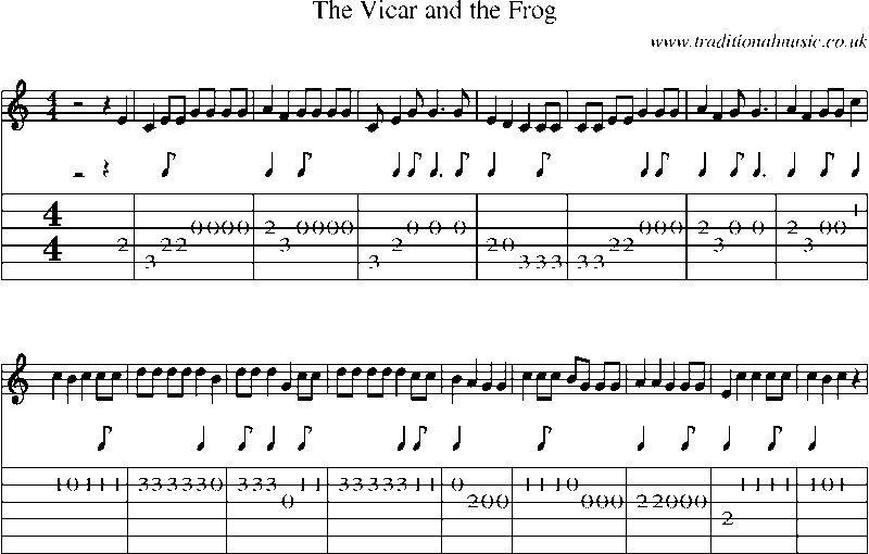 Guitar Tab and Sheet Music for The Vicar And The Frog