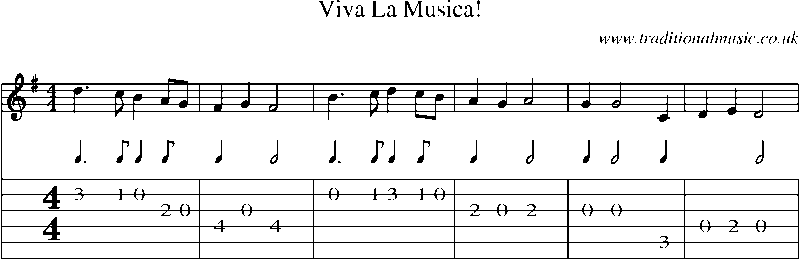 Guitar Tab and Sheet Music for Viva La Musica!