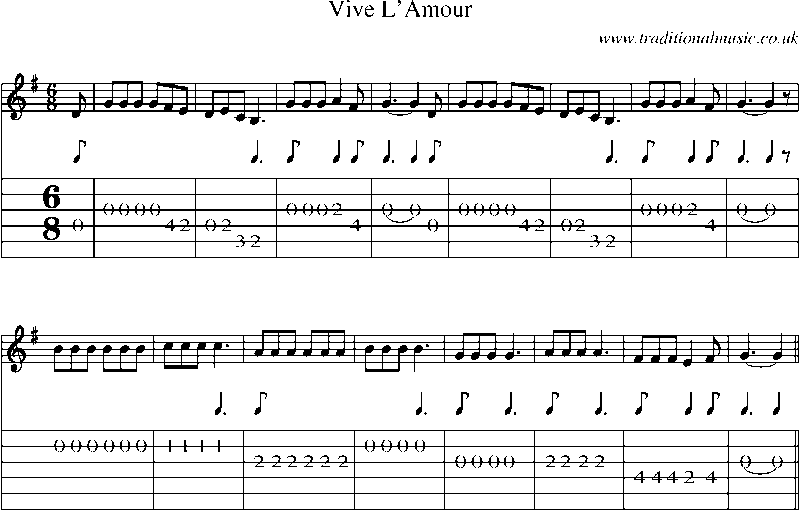 Guitar Tab and Sheet Music for Vive L'amour