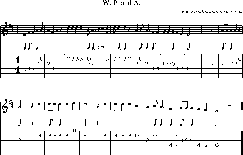 Guitar Tab and Sheet Music for W. P. And A.