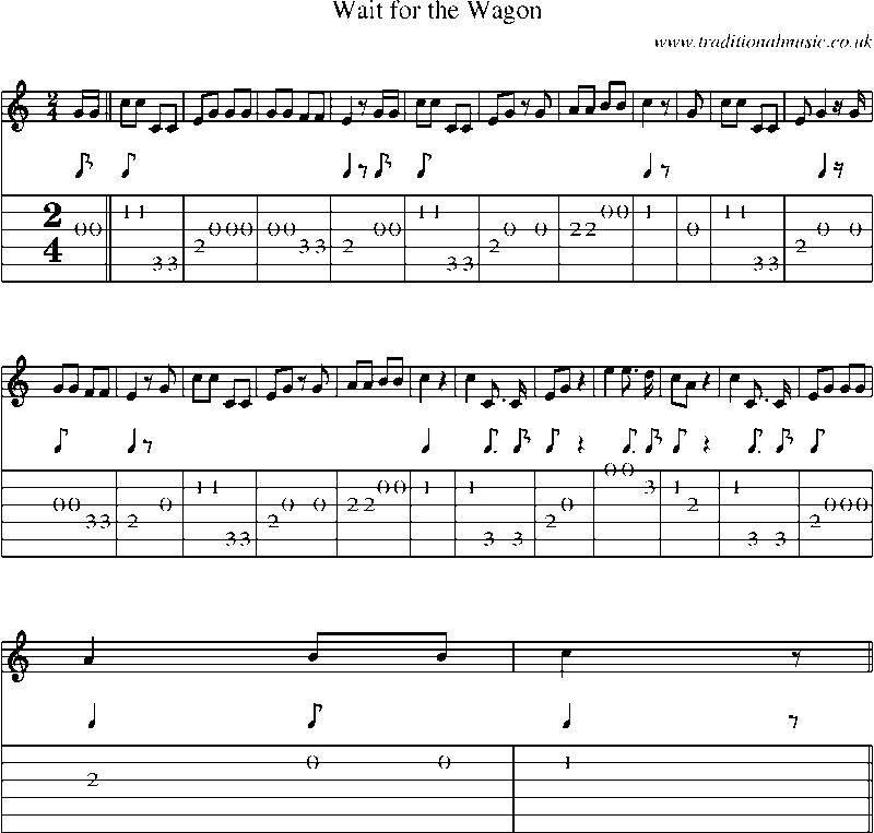 Guitar Tab and Sheet Music for Wait For The Wagon