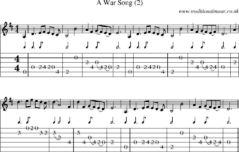 Guitar Tab and Sheet Music for A War Song (2)