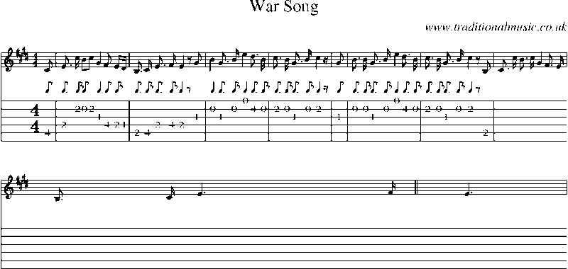 Guitar Tab and Sheet Music for War Song