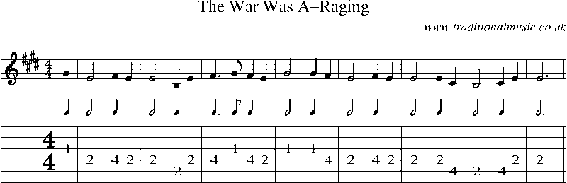 Guitar Tab and Sheet Music for The War Was A-raging