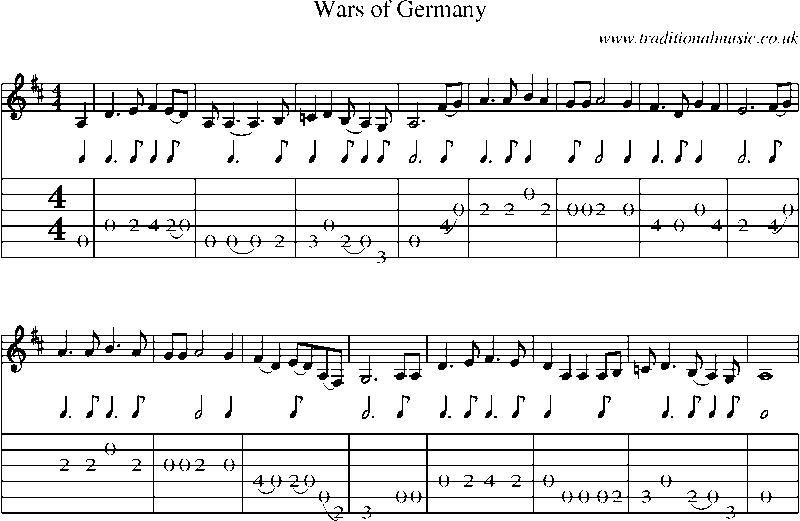 Guitar Tab and Sheet Music for Wars Of Germany