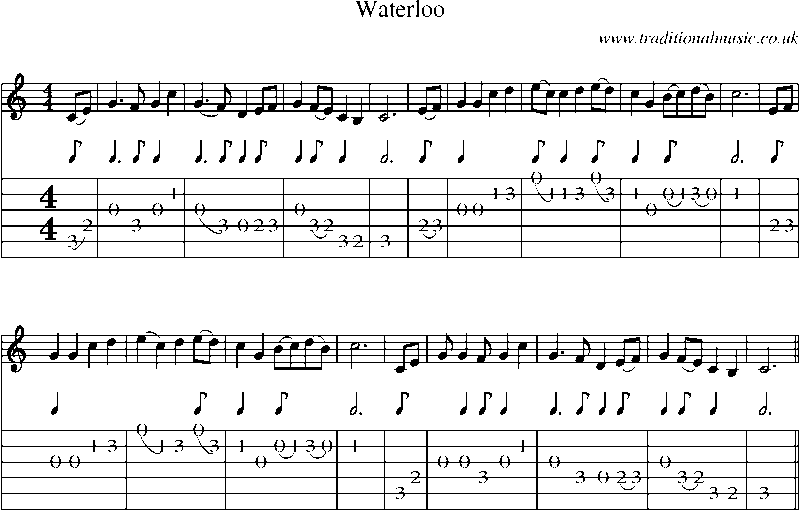 Guitar Tab and Sheet Music for Waterloo(1)