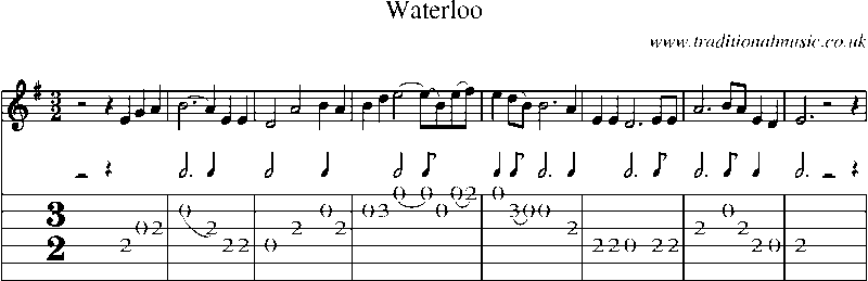 Guitar Tab and Sheet Music for Waterloo