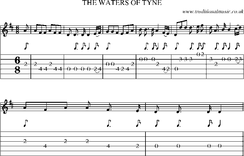 Guitar Tab and Sheet Music for The Waters Of Tyne