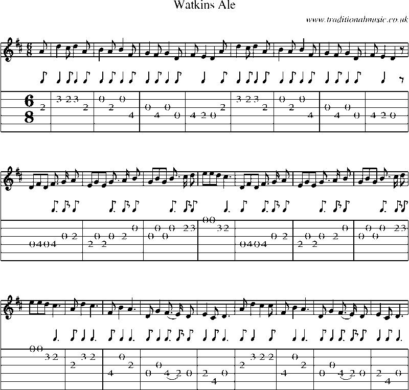 Guitar Tab and Sheet Music for Watkins Ale