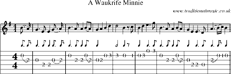 Guitar Tab and Sheet Music for A Waukrife Minnie