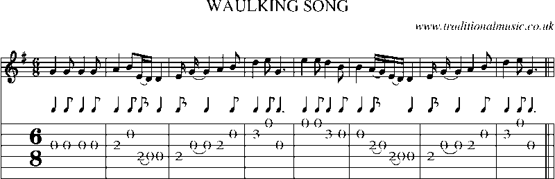 Guitar Tab and Sheet Music for Waulking Song