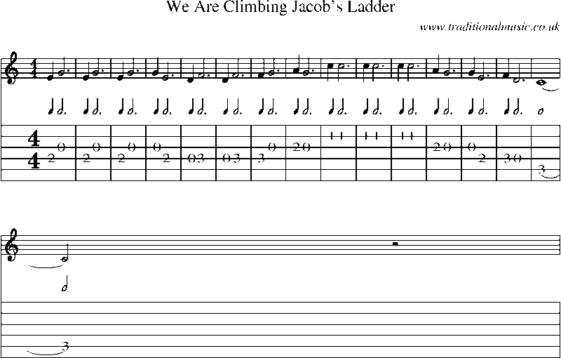 Guitar Tab and Sheet Music for We Are Climbing Jacob's Ladder