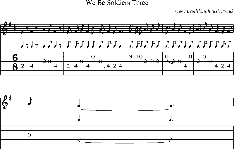 Guitar Tab and Sheet Music for We Be Soldiers Three