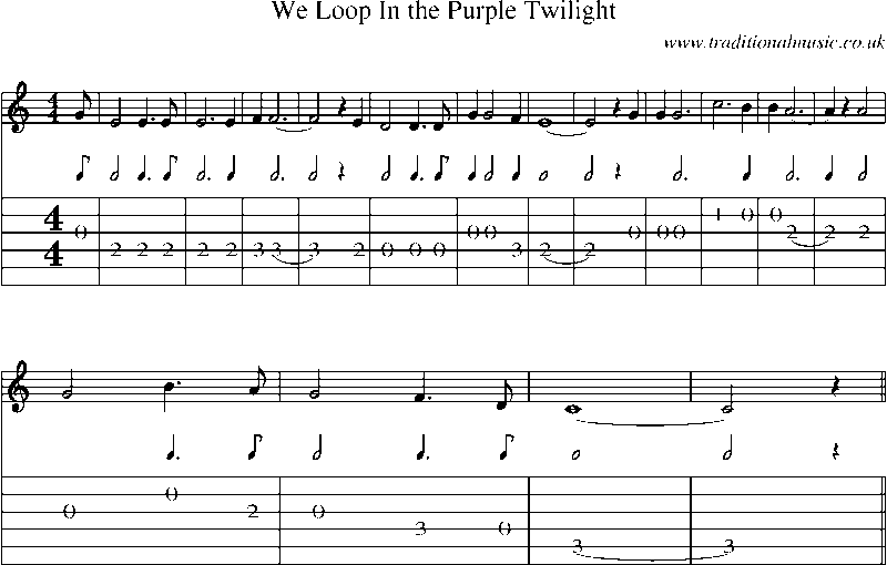 Guitar Tab and Sheet Music for We Loop In The Purple Twilight