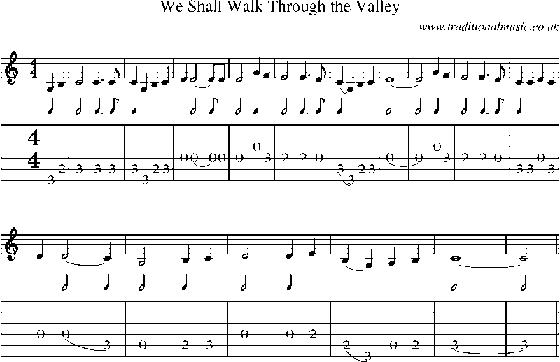 Guitar Tab and Sheet Music for We Shall Walk Through The Valley