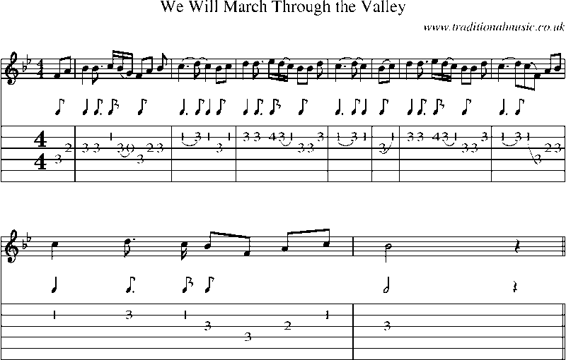 Guitar Tab and Sheet Music for We Will March Through The Valley