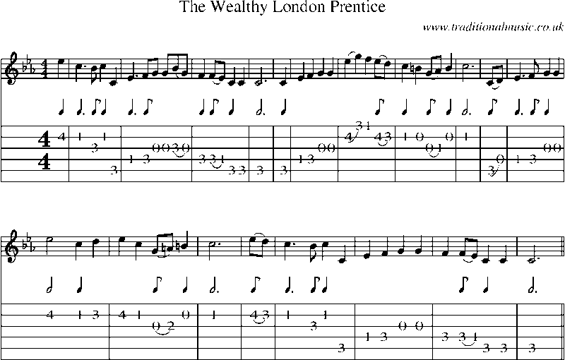 Guitar Tab and Sheet Music for The Wealthy London Prentice