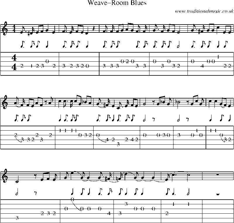 Guitar Tab and Sheet Music for Weave-room Blues