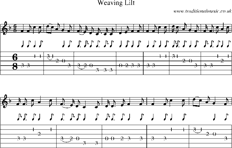 Guitar Tab and Sheet Music for Weaving Lilt