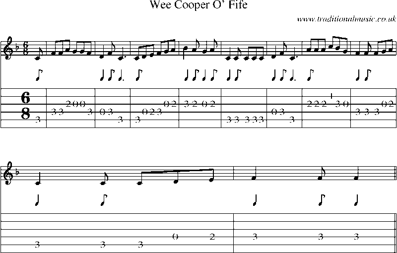 Guitar Tab and Sheet Music for Wee Cooper O' Fife