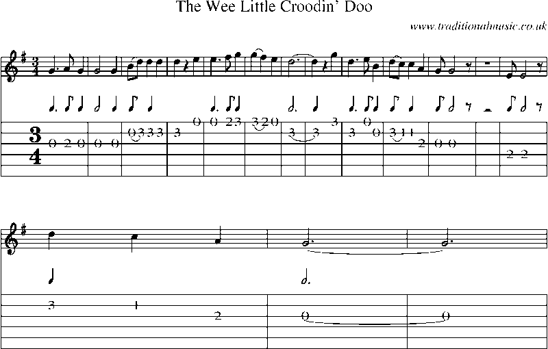Guitar Tab and Sheet Music for The Wee Little Croodin' Doo