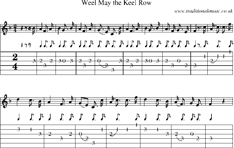 Guitar Tab and Sheet Music for Weel May The Keel Row