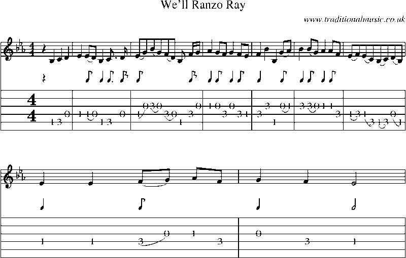 Guitar Tab and Sheet Music for We'll Ranzo Ray