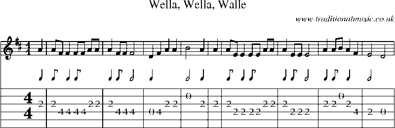 Guitar Tab and Sheet Music for Wella, Wella, Walle