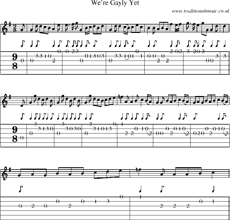 Guitar Tab and Sheet Music for We're Gayly Yet