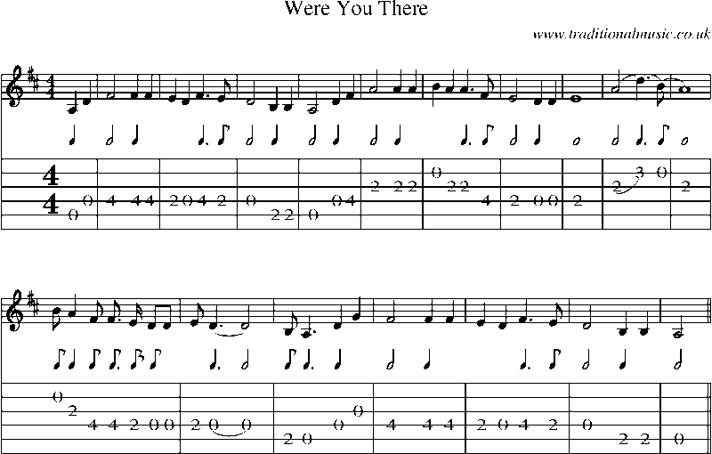 Guitar Tab and Sheet Music for Were You There