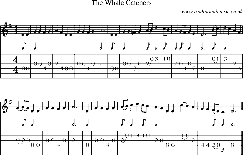 Guitar Tab and Sheet Music for The Whale Catchers