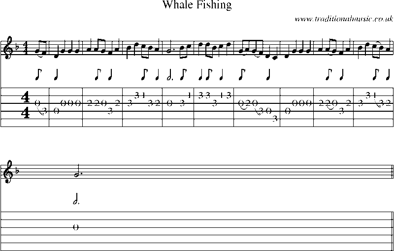 Guitar Tab and Sheet Music for Whale Fishing(1)