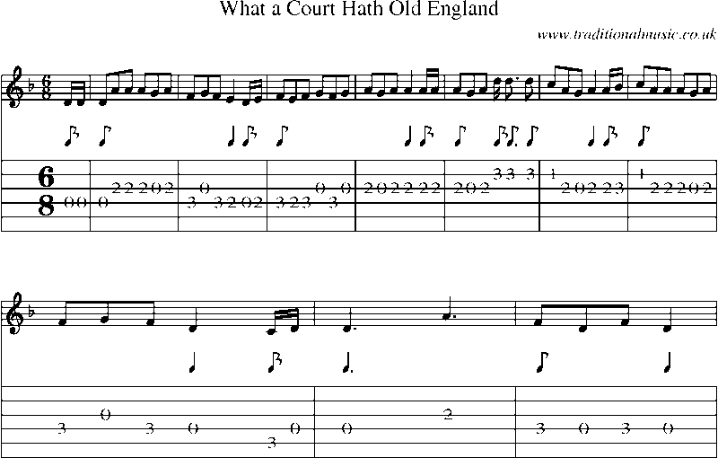 Guitar Tab and Sheet Music for What A Court Hath Old England