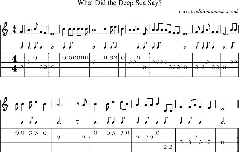Guitar Tab and Sheet Music for What Did The Deep Sea Say?