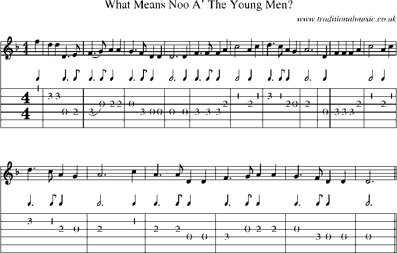 Guitar Tab and Sheet Music for What Means Noo A' The Young Men?