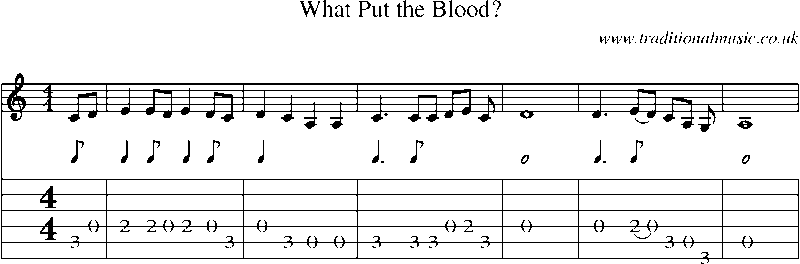 Guitar Tab and Sheet Music for What Put The Blood?